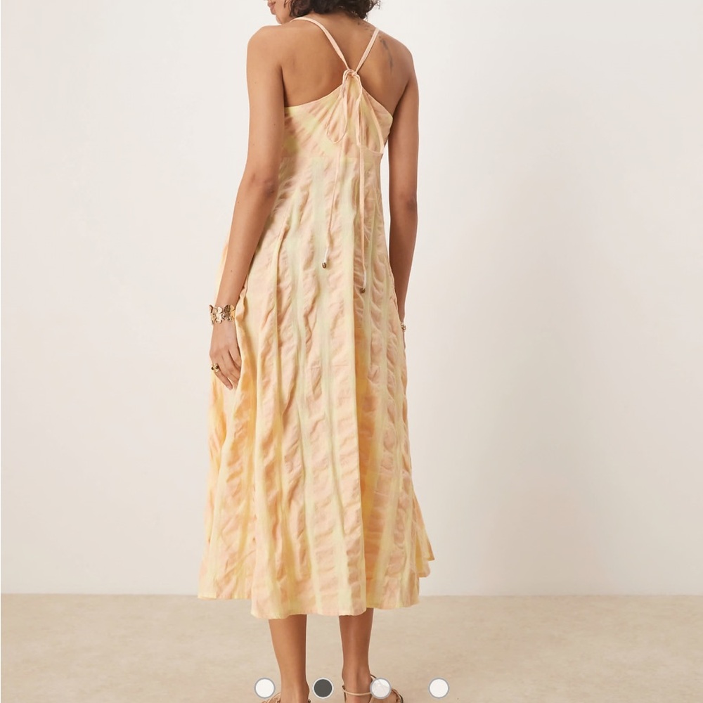 Tie-Front Free People via gingham cami midi dress in yellow - Picture 3 of 11